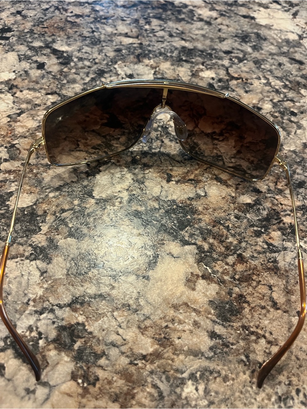 Ray-Ban Gold Frame Brown Gradient Shield Sunglasses - Picture 4 of 8